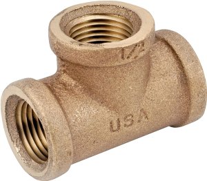 (image for) Anderson Metals 738101-04 Pipe Tee, 1/4 in, FIPT, Brass, 200 psi Pressure