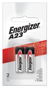 (image for) Energizer A23 A23BPZ-2 Battery, 12 V Battery, 55 mAh, Alkaline, Manganese Dioxide
