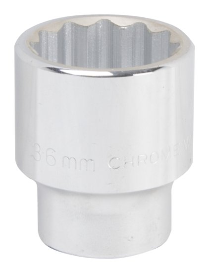 (image for) Vulcan MT-SM6036 Drive Socket, 36 mm Socket, 3/4 in Drive, 12-Point, Chrome Vanadium Steel, Chrome