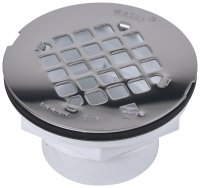 (image for) Oatey 42097 Shower Drain, PVC, White, Specifications: Snap-In Cover Design, Solvent Weld Connection, Round Shape