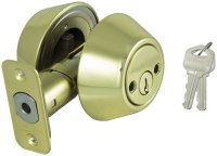 (image for) ProSource D272-RU5V Deadbolt, 3 Grade, Polished Brass, 2-3/8 to 2-3/4 in Backset, KW1 Keyway