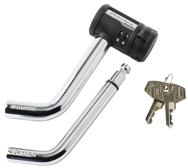 (image for) Master Lock 2866DAT Receiver Lock, For: 1/2 in and 5/8 in Receivers, Stainless Steel, Black/Silver
