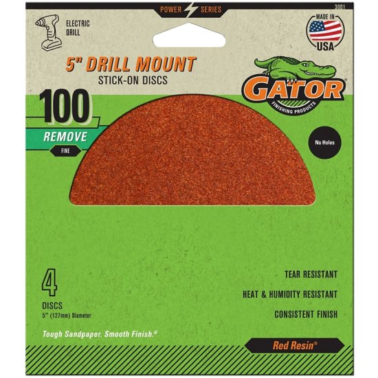 (image for) Gator 3001GA Sanding Disc, 5 in Dia, 100 Grit, Aluminum Oxide Abrasive, Paper Backing