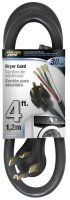 (image for) PowerZone ORD100404 Power Supply Dryer Cord, 10 AWG Cable, 4 ft L, 250 V, Black