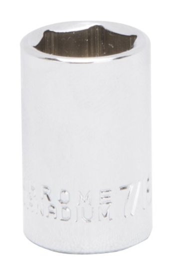 (image for) Vulcan MT6485031 Drive Socket, 7/16 in Socket, 1/4 in Drive, 6-Point, Chrome Vanadium Steel, Chrome