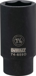 (image for) DEWALT DWMT74659OSP Impact Socket, 1-1/8 in Socket, 1/2 in Drive, 6-Point, CR-440 Steel, Black Oxide