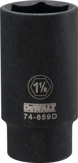 (image for) DEWALT DWMT74659OSP Impact Socket, 1-1/8 in Socket, 1/2 in Drive, 6-Point, CR-440 Steel, Black Oxide