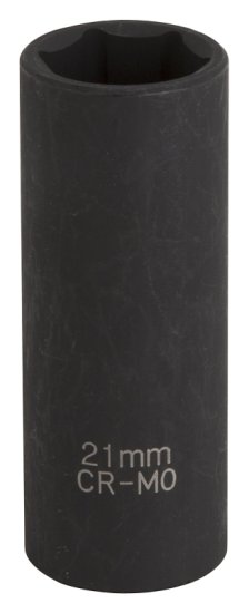 (image for) Vulcan MT6580219 Deep Impact Socket, 21 mm Socket, 1/2 in Drive, Deep Drive, 6-Point, Chrome Molybdenum Steel