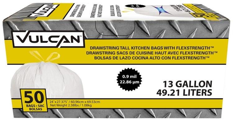 (image for) Vulcan FG-O3812-04 Kitchen Trash Bag, 13 gal, White