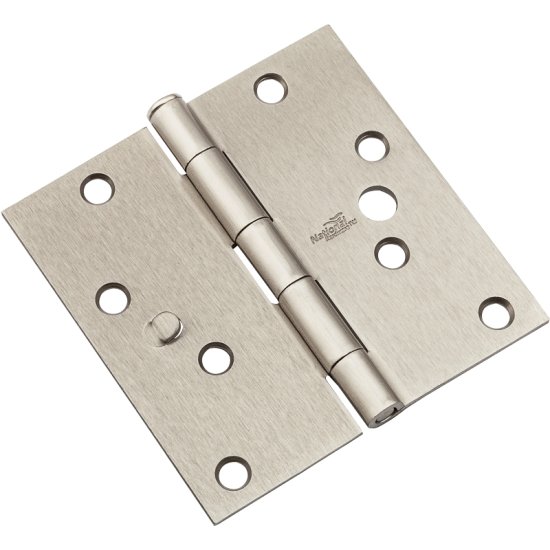 (image for) National Hardware N830-404 Door Hinge, Steel, Satin Nickel, Flush, Removable Pin, Full-Mortise Mounting, 55 lb