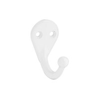 (image for) National Hardware V162 N248-377 Series Cloth Hook, Wall Mounting, 1-11/16 in H x 1 in W Dimensions, White, 35 lb, Zinc