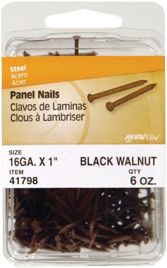 (image for) Hillman 41798 Panel Nail, 1 in L, Steel, Panel Head, Ring Shank, Walnut, 6 oz