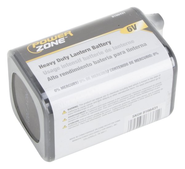 (image for) PowerZone 4R25 Heavy-Duty Lantern Battery, 6 V Battery, Zinc, Manganese Dioxide, and Zinc Chloride