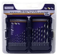(image for) Vulcan 871140OR Plastic Case Drill Bit Set, 17-Piece, High-Speed Steel, Black Oxide/Polished