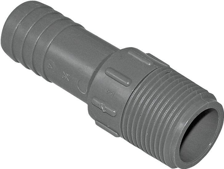 (image for) Boshart UPPA-07 Pipe Adapter, 3/4 in, MPT x Insert, Polyethylene, Gray