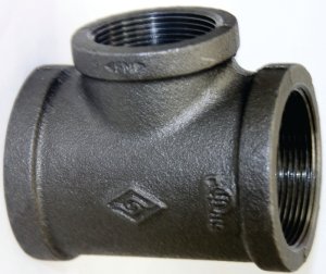 (image for) ProSource 11A3/4X1/2B Pipe Tee, 1/2 x 3/4 x 3/4 in, Threaded, Malleable Iron, SCH 40 Schedule, 300 PSI Pressure
