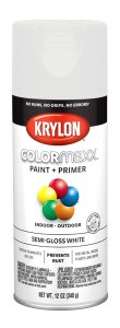 (image for) Krylon K05580007 Enamel Spray Paint, 12 oz Can, 25 sq-ft Coverage Area, Acrylic Base, Semi-Gloss, White