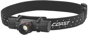 (image for) Coast XPH30R Headlamp, ZX850, CR123 Battery, Rechargeable, Zithion-X Battery, LED Lamp, Bulls Eye Spot, Flood Beam