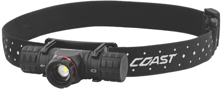 (image for) Coast XPH30R Headlamp, ZX850, CR123 Battery, Rechargeable, Zithion-X Battery, LED Lamp, Bulls Eye Spot, Flood Beam