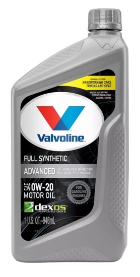 (image for) Valvoline VV916 Advanced Full Synthetic Motor Oil, 0W-20, 1 qt, Bottle