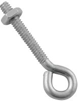 (image for) National Hardware N221-069 Eye Bolt, #10-24 Thread, 1-1/4 in L Thread, 0.28 in ID Dia Eye, 1.41 in L Shank, Steel, Zinc