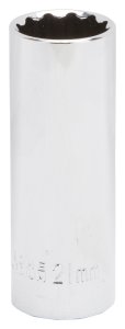 (image for) Vulcan MT6528982 Drive Socket, 21 mm Socket, 1/2 in Drive, 12-Point, Chrome Vanadium Steel, Chrome