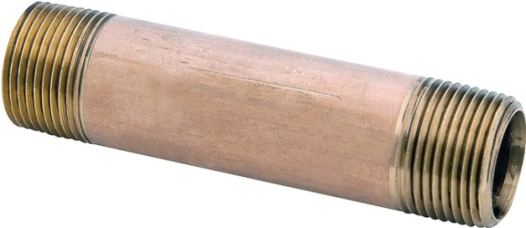 (image for) Anderson Metals 38300-0615 Pipe Nipple, 3/8 in, NPT, Brass, 890 psi Pressure, 1-1/2 in L