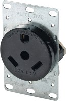 (image for) Eaton Cooper Wiring 1263-BOX Power Receptacle, 2 -Pole, 125 V, 30 A, NEMA: NEMA TT-30R, Brown