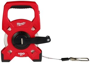 (image for) Milwaukee 48-22-5301 Tape Measure, 100 ft L Blade, 1/2 in W Blade, Fiberglass Blade, ABS Case, Black/Red Case