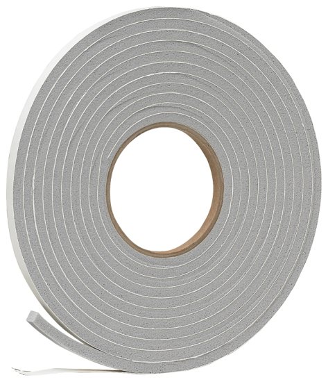 (image for) Frost King V444H Foam Tape, 3/8 in W, 17 ft L, 1/4 in Thick, Vinyl, Gray
