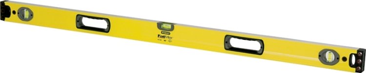 (image for) STANLEY 43-548 Box Beam Level, 48 in L, 3-Vial, 2-Hang Hole, Non-Magnetic, Aluminum, Yellow