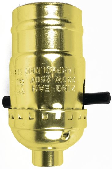 (image for) Jandorf 60407 Lamp Socket, On/Off Push Through, 250 V, 660 W, Brass Housing Material