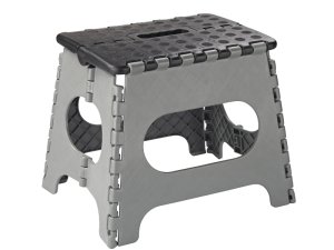 (image for) Simple Spaces SD027 Folding Step Stool, 10-5/8 in H, 1-Step, 330, Plastic, Black Gray