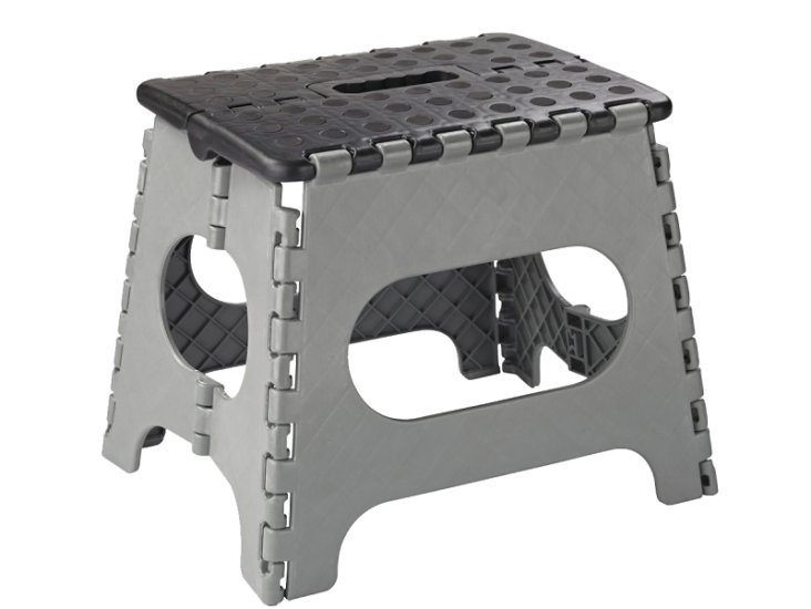 (image for) Simple Spaces SD027 Folding Step Stool, 10-5/8 in H, 1-Step, 330, Plastic, Black Gray