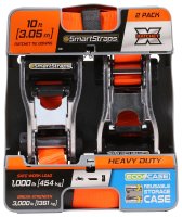 (image for) SmartStrap 340 Tie-Down, 1-1/4 in W, 10 ft L, Polyester, Orange, 1000 lb, S-Hook End Fitting, Steel End Fitting