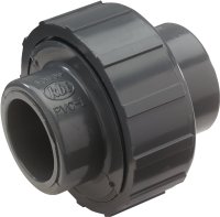 (image for) B & K 164-607 Pipe Union, 1-1/2 in, Solvent Weld, PVC, Gray, SCH 80 Schedule, 150 psi Pressure