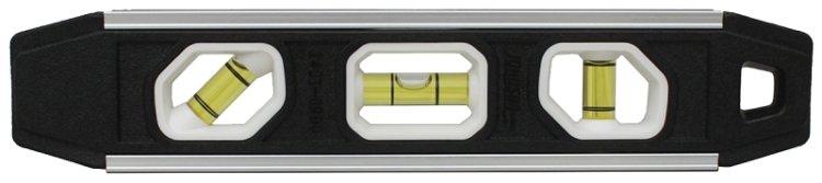 (image for) Johnson 1421-0900 Torpedo Level, 0.009 Accuracy, 9 in L, 3-Vial, Magnetic, Aluminum