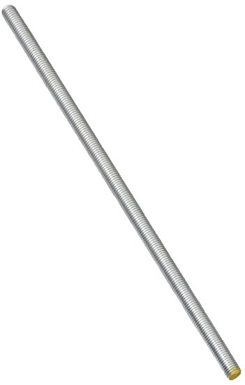 (image for) National Hardware N179-333 Threaded Rod, 3/8-16 Thread, 12 in L, A Grade, Steel, Zinc, UNC Thread