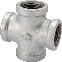 (image for) ProSource 0747 Pipe Cross, 3/4 in, Female, Malleable Iron, 40 Schedule, 300 psi Pressure