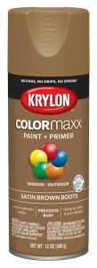 (image for) Krylon K05559007 Enamel Spray Paint, 12 oz Can, 25 sq-ft Coverage Area, Acrylic Base, Satin, Brown Boots