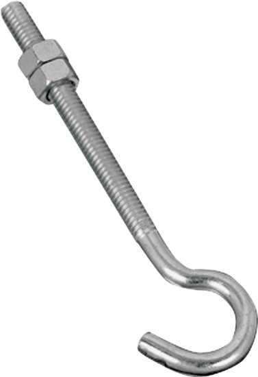 (image for) National Hardware 2162BC Series N221-689 Hook Bolt, 5/16 in Thread, 5 in L, Steel, Zinc, 100 lb Working Load