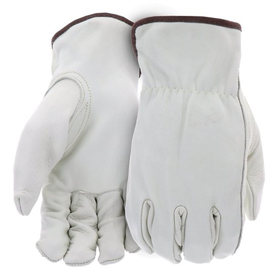 (image for) Boss B81192-L Work Gloves, Men's, L, 8 to 8-3/8 in L, Keystone Thumb, Slip-On Cuff, Cowhide Leather, Natural