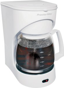 (image for) Proctor Silex 43501Y Coffee Maker, 12 Cups Capacity, 900 W, Glass, White, Automatic Control