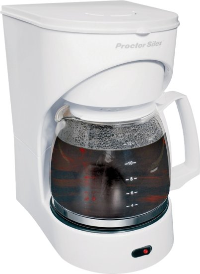 (image for) Proctor Silex 43501Y Coffee Maker, 12 Cups Capacity, 900 W, Glass, White, Automatic Control